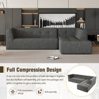 Divano letto modulare a L in ciniglia da 112,2" con design a combinazione libera e senza necessità di montaggio