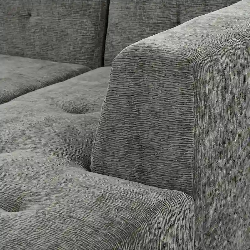 Divano letto modulare a L in ciniglia da 112,2" con design a combinazione libera e senza necessità di montaggio