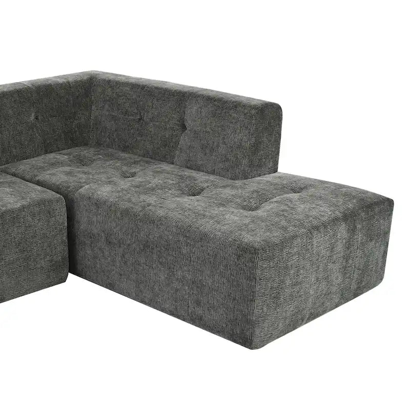 Divano letto modulare a L in ciniglia da 112,2" con design a combinazione libera e senza necessità di montaggio
