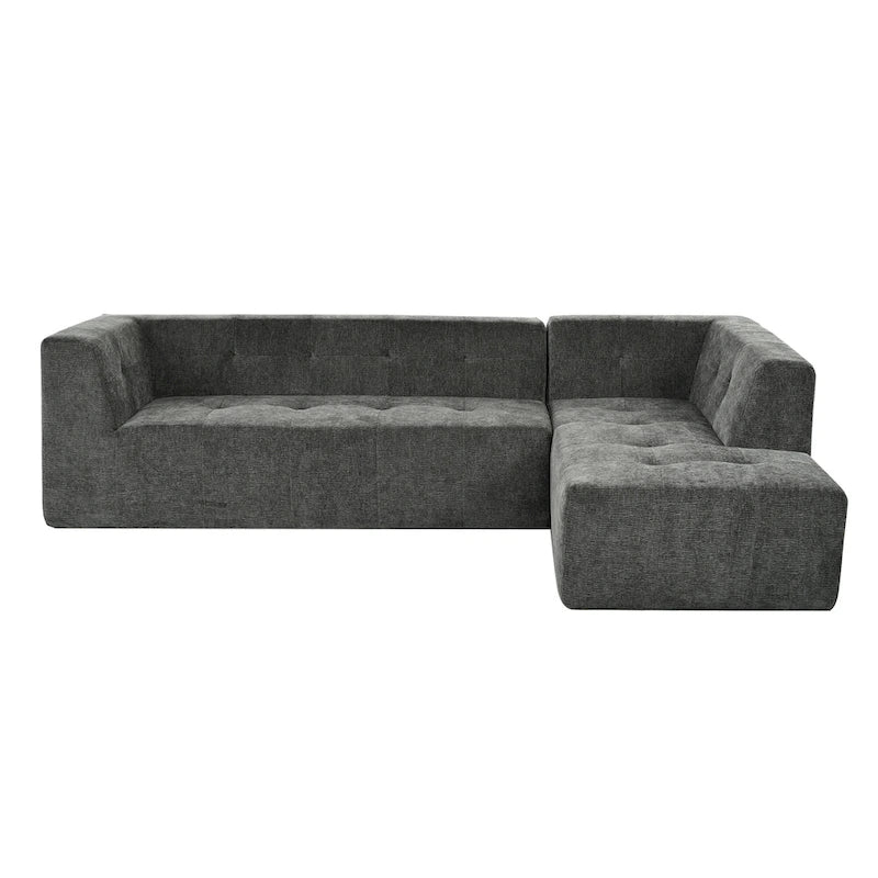 Divano letto modulare a L in ciniglia da 112,2" con design a combinazione libera e senza necessità di montaggio