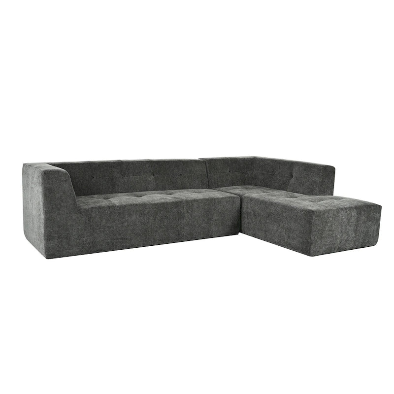 Divano letto modulare a L in ciniglia da 112,2" con design a combinazione libera e senza necessità di montaggio