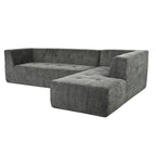 Divano letto modulare a L in ciniglia da 112,2" con design a combinazione libera e senza necessità di montaggio
