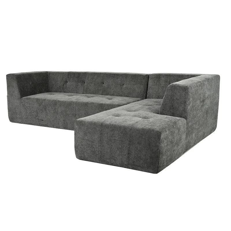 Divano letto modulare a L in ciniglia da 112,2" con design a combinazione libera e senza necessità di montaggio