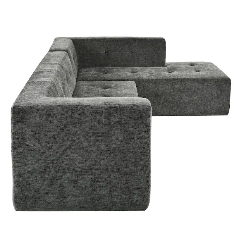 Divano letto modulare a L in ciniglia da 112,2" con design a combinazione libera e senza necessità di montaggio