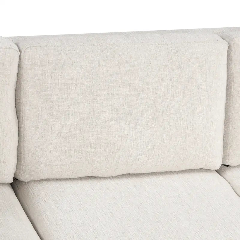 108.6 Divano Sezionale a U in Ciniglia con Funzione Letto, Porte USB, Chaise Longue Contenitore e 3 Cuscini Schienale