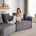 114 Canapé d'angle en chenille Cloud avec assise très profonde, 4 coussins décoratifs et conception sans assemblage