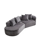 114 Canapé d'angle en chenille Cloud avec assise très profonde, 4 coussins décoratifs et conception sans assemblage