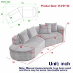 114 Canapé d'angle en chenille Cloud avec assise très profonde, 4 coussins décoratifs et conception sans assemblage