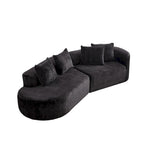 114 Canapé d'angle en chenille Cloud avec assise très profonde, 4 coussins décoratifs et conception sans assemblage
