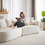 114 Canapé d'angle en chenille Cloud avec assise très profonde, 4 coussins décoratifs et conception sans assemblage