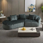 114 Canapé d'angle en chenille Cloud avec assise très profonde, 4 coussins décoratifs et conception sans assemblage