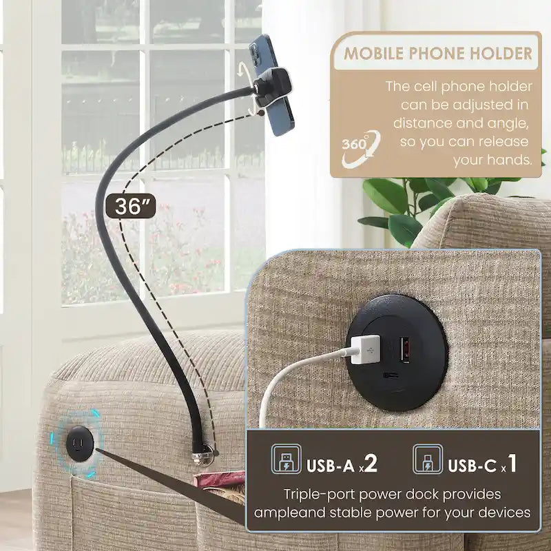 Divano componibile a U in ciniglia a 140 posti con sedute larghe 80 cm, caricabatterie USB/Type-C e tasche portaoggetti