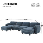 Divano componibile a U in ciniglia a 140 posti con sedute larghe 80 cm, caricabatterie USB/Type-C e tasche portaoggetti