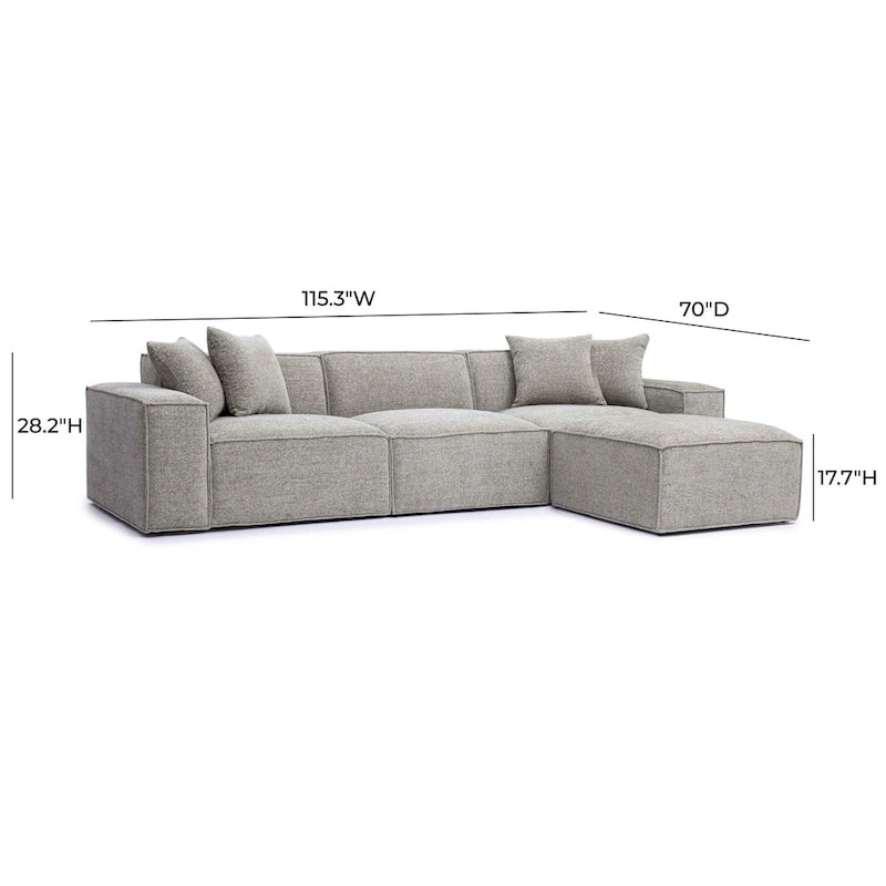 Divano modulare Mindy Chenille Basketweave - 115,3L x 70P x 28,2A