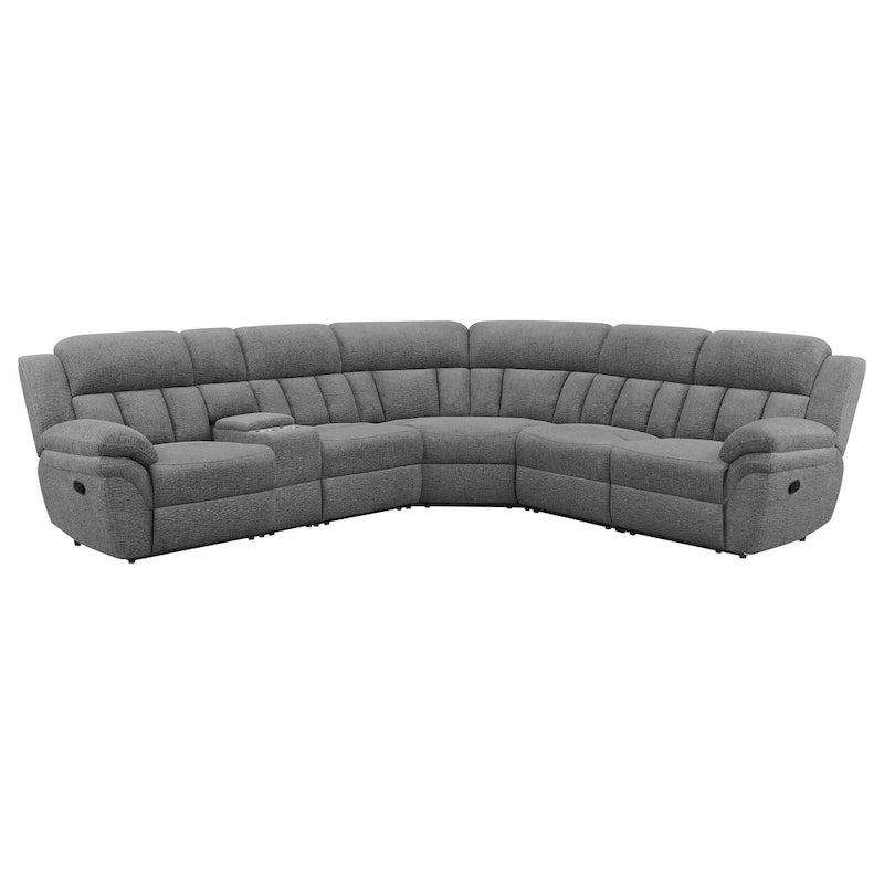 Diko 6pc Modular Sectional Sofa, Dark Gray Chenille, Manual Reclining