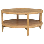 Tavolino da salotto, 1 ripiano, legno massello di acero marrone rotondo, 36 pollici