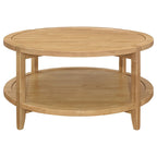 Tavolino da salotto, 1 ripiano, legno massello di acero marrone rotondo, 36 pollici