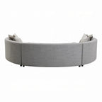 Divano componibile a 3 sezioni Kei, 9 cuscini, struttura curva, tessuto bouclé grigio
