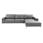 Set Divano Sezionale a L Kemy 2 Pezzi con Chaise, Rivestimento in Similpelle Grigia