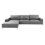 Set Divano Sezionale a L Kemy 2 Pezzi con Chaise, Rivestimento in Similpelle Grigia