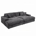 Liny 2pc Sectional Sofa Daybed Set, 4 Throw Pillows, Dark Gray Velvet