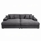 Divano componibile a 2 posti Liny che si trasforma in letto, 4 cuscini decorativi, velluto grigio scuro