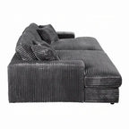 Divano componibile a 2 posti Liny che si trasforma in letto, 4 cuscini decorativi, velluto grigio scuro
