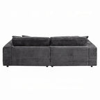 Divano componibile a 2 posti Liny che si trasforma in letto, 4 cuscini decorativi, velluto grigio scuro