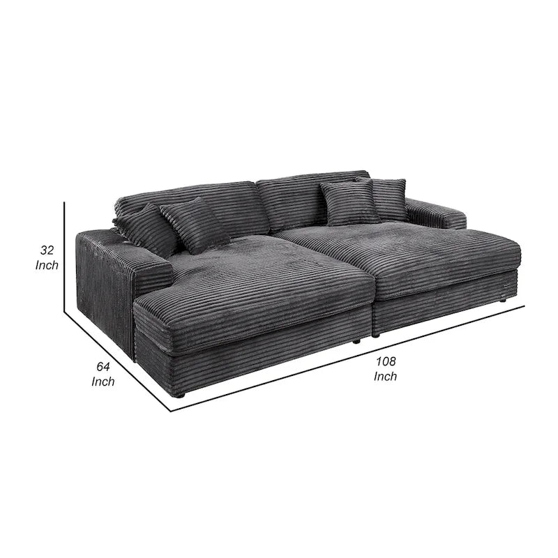 Divano componibile a 2 posti Liny che si trasforma in letto, 4 cuscini decorativi, velluto grigio scuro