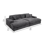 Divano componibile a 2 posti Liny che si trasforma in letto, 4 cuscini decorativi, velluto grigio scuro