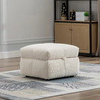 Divano sezionale Roomfitters Cozy in tessuto pile Teddy con porte USB, pouf contenitore mobile e due cuscini lombari