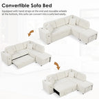 Canapé d'angle convertible Roomfitters avec méridienne mobile, deux ports USB et porte-gobelets pour salon
