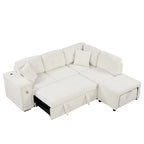 Canapé d'angle convertible Roomfitters avec méridienne mobile, deux ports USB et porte-gobelets pour salon