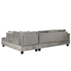 Canapé d'angle moderne Roomfitters avec ottomane de rangement, méridienne réversible, deux oreillers et porte-gobelet