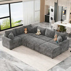 Canapé sectionnel convertible Roomfitters avec pouf de rangement, trois oreillers et chargeurs intégrés