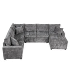 Canapé sectionnel convertible Roomfitters avec pouf de rangement, trois oreillers et chargeurs intégrés