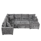 Canapé sectionnel convertible Roomfitters avec pouf de rangement, trois oreillers et chargeurs intégrés