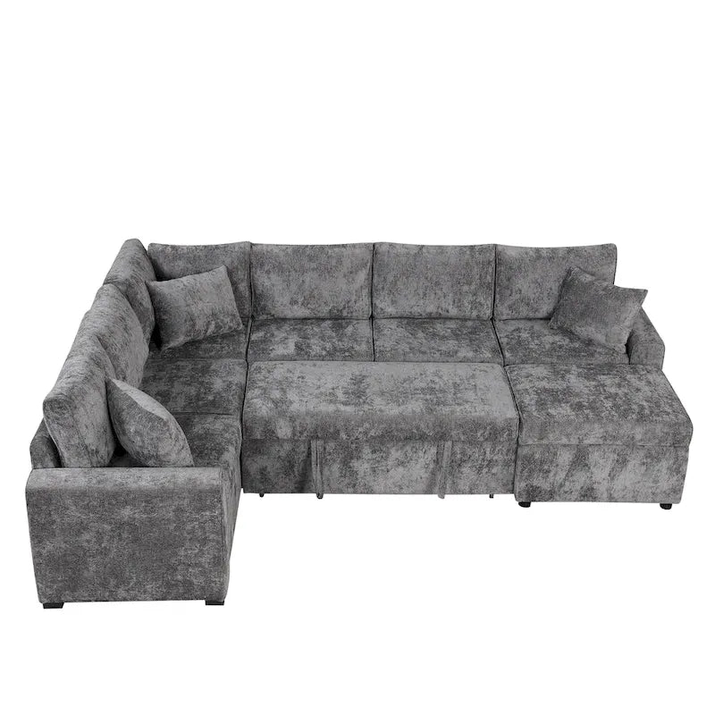 Canapé sectionnel convertible Roomfitters avec pouf de rangement, trois oreillers et chargeurs intégrés