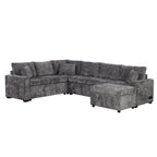 Canapé sectionnel convertible Roomfitters avec pouf de rangement, trois oreillers et chargeurs intégrés