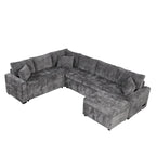Canapé sectionnel convertible Roomfitters avec pouf de rangement, trois oreillers et chargeurs intégrés