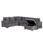 Canapé sectionnel convertible Roomfitters avec pouf de rangement, trois oreillers et chargeurs intégrés