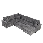 Canapé sectionnel convertible Roomfitters avec pouf de rangement, trois oreillers et chargeurs intégrés