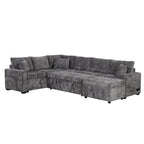 Canapé sectionnel convertible Roomfitters avec pouf de rangement, trois oreillers et chargeurs intégrés