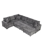 Canapé sectionnel convertible Roomfitters avec pouf de rangement, trois oreillers et chargeurs intégrés