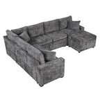 Canapé sectionnel convertible Roomfitters avec pouf de rangement, trois oreillers et chargeurs intégrés