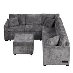 Canapé sectionnel convertible Roomfitters avec pouf de rangement, trois oreillers et chargeurs intégrés