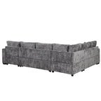 Canapé sectionnel convertible Roomfitters avec pouf de rangement, trois oreillers et chargeurs intégrés
