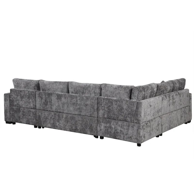 Canapé sectionnel convertible Roomfitters avec pouf de rangement, trois oreillers et chargeurs intégrés