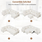 Canapé sectionnel convertible Roomfitters avec pouf de rangement, trois oreillers et chargeurs intégrés