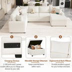 Canapé sectionnel convertible Roomfitters avec pouf de rangement, trois oreillers et chargeurs intégrés